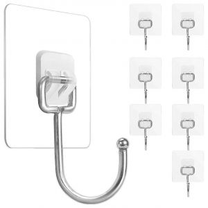 En Acier Inoxydable Adh&eacute;sif Crochets 8-Pack De 22 Lb Capacit&eacute; De B&acirc;ti De Mur De Crochets Pour La Cuisine Et La Salle De Bains De L'organisation - Neuf