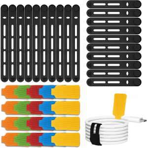 40pcs Attache Cable Silicone Cable Étiquette Attaches De Câble Universelles Serre Câbles Câble De Organisateur Attache Cordon Sangle Organisateur Pour Cordes Gestion Des Câbles - Neuf
