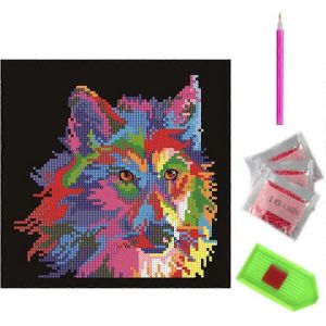 Diy 5d Diamond Peinture Salon Peint Loup Chambre Point De Croix Pierre Maçonnerie Autocollant Diamond Painting - Neuf