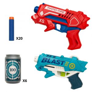 Pack de 2 Pistolets &agrave; Fl&eacute;chettes Mousse avec Cibles et 20 Recharges &iquest; Jeu de Tir Amusant et S&ucirc;r pour Enfants et Famille - Neuf