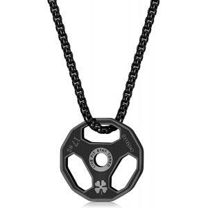 Tianyi-Collier Halt&egrave;re, Collier Pendentif Halt&egrave;re En Acier Inoxydable Titane Collier Cha&icirc;ne Halt&egrave;re Collier Pendentif Couple Collier De Gym Fitness Bijoux De Sport Pour Hommes Et Gar&ccedil;ons - Neuf