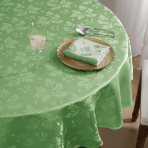 Sjzg-Nappe Ronde Sauge Verte 140 Cm - Chic Et Moderne En Jacquard Floral,Imperm&eacute;able,Anti-Tache,Pour D&eacute;jeuners Printaniers, Repas De P&acirc;ques, Mariages En Jardin Et C&eacute;l&eacute;brations En Ext&eacute;rieur - Neuf