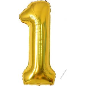Number 1 Birthday Balloon | Giant Gold Balloon In 40 Inches  101 Cm Birthday Decoration  Number Balloon Birthday Decoration  Flying With Helium - Neuf