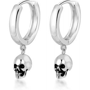Eryi-Créoles Boucles D'oreilles Pendantes Crâne Boucle D'oreille Homme Punk Bijoux Gothiques Halloween - Neuf