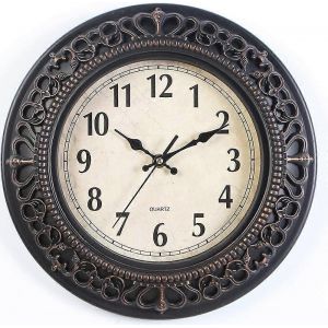 Horloge &agrave; quartz r&eacute;tro silencieuse de 12 pouces,horloge murale d&eacute;corative pour la maison / le bureau / l'&eacute;cole - Neuf