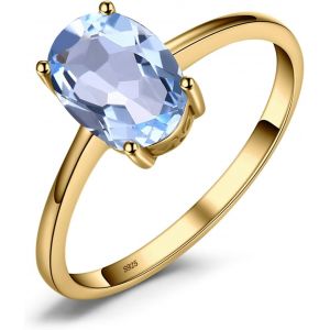 Tianyi-Bague Ovale Naturelle Améthyste Grenat Péridot Citrine Topaz Anneau Pour Femme, Argent 925 Plaqué Or Jaune Plaqué Or Rose, Bague De Fiançailles Mariage Promise,Bijoux Cadeau Anniversaire - Neuf