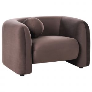 Fauteuil LEIREN Velours Marron fonc&eacute; - Neuf