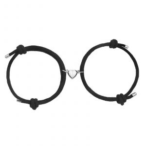 Magn&eacute;tique Couple Bracelets R&eacute;glable Noir Et Rose De L'amiti&eacute; Des Bijoux, Des Cadeaux Pour Petit Ami Un Amour &Eacute;ternel - Neuf