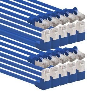 KAL-366135 Câble Réseau Cat.6 Angle 90 Degrés 0,5 M - Bleu - Paquet De 10 - Câble Patch Cat6 (Sftp Pimf) 1000 Mbit/S Connecteur Rj 45-10 X 0,5 M Mètres Bleu - Neuf