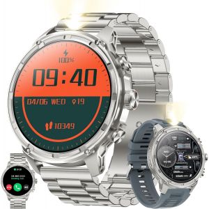 1,85U201d Amoled Montre Connectée Homme Avec Appel Bluetooth, Torche, Batterie 710 Mah, 5atm Smartwatch Avec 100+ Modes Sportifs Tracker D'activité, Sommeil, Spo2, Smart Watch Pour Ios Android (Arge - Neuf