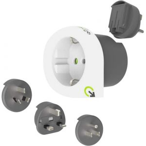 Eryi-| Qplux Europe 3in1 | Europe (Schuko) To Aus, Uk, Us | Adaptateur De Voyage Universel Avec Prise De Terre | Protection Antichoc Kid Safe | Tension Et Puissance Max.100v-1600w / 250v-4000w - Neuf