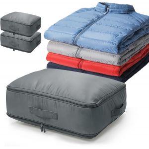 Lot De 2 Organisateurs Auto-Compressants Peu Encombrants, Sac De Rangement Pour Couette, Grands Sacs De Rangement Pour Doudoune, Doudoune, Taille L (53 X 42 X 28) - Neuf