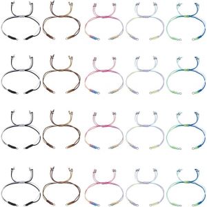 Kal-20 Bracelet En Nylon Tress&eacute; R&eacute;glable Avec Fil Color&eacute; Et Anneaux Ouverts Pour La Fabrication De Bijoux Et De Bracelets D'amiti&eacute; - Neuf