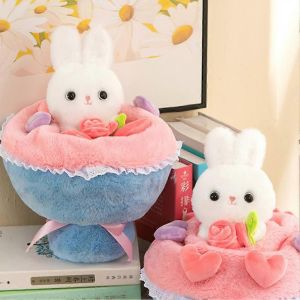 Lapin Bouquet Peluche Jouet Fleur Poup&eacute;e Jouet Cadeau de la Saint-Valentin - Neuf
