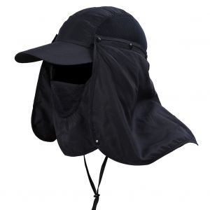 Casquette De Peche A Sechage Rapide A 360 Degres, Protection Uv, Couvre-Cou Pour L'exterieur (Bleu Marine) - Neuf