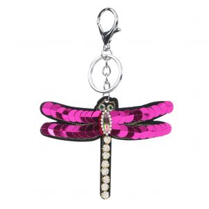 Porte-Cles En Alliage Avec Pendentif Paillete, Accessoire De Bijouterie Tendance, Rose Rouge, Ysk006 - Neuf