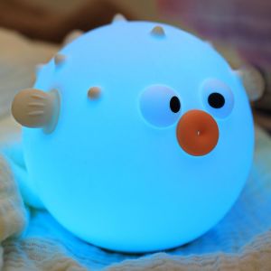 Poisson Rond Veilleuse B&eacute;b&eacute;, Changement De Couleur Veilleuse Enfant Rechargeable, &Agrave; Intensit&eacute; Variable & Arr&ecirc;t Programm&eacute; Lampe De Chevet Tactile Pour Chambre D'enfant - Neuf