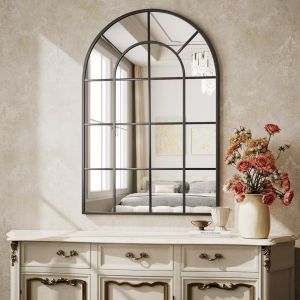 Miroir incurv&eacute; 24 po x 36 po, cadre en aluminium, fixation murale, miroir de salle de bain - Neuf