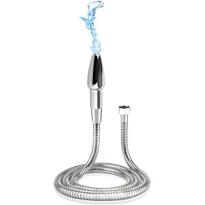 JGD-Douche de lavement aluminium, Douche en m&eacute;tal nettoyant pour syst&egrave;me colon et tuyau 59 inch (Argent) - Neuf