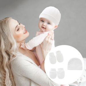 Nouveau-Né Chapeau Chaussettes Gants Ensemble Anti-Rayures Tricot Élastique Doux Chaud Photographie Accessoires Infantile Accessoire Bébé Bonnet Beanie Gants Chaussettes Ensemble-Blanc - Neuf