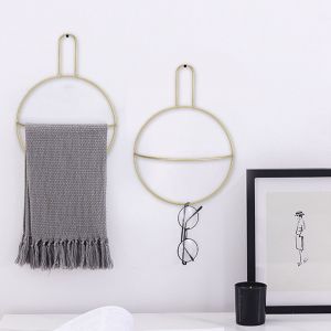 Hjlian Porte-Serviettes Mural, Etagere, Support A Anneaux, Organisateur Pour Salle De Bain (Dore) - Neuf