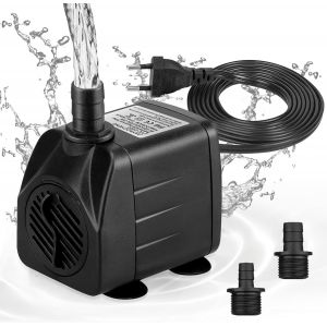 Yemaesre-Pompe À Eau Submersible, Ajustable Mini Pompe À Eau(600l/H, 10w), Avec 4 Pieds De Ventouses E 3 Buses, Câble D'alimentation De 1,25 M (16w) - Neuf