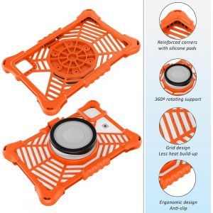 Housse Tablette 10 Pouces Silicone Avec Support Et 2 Sangles De Suspension Compatible Avec Tous Les Modeles De Tablettes De 10" A 13" Robuste Protege Contre Les Chocs (Orange)[Coq9126839] - Neuf