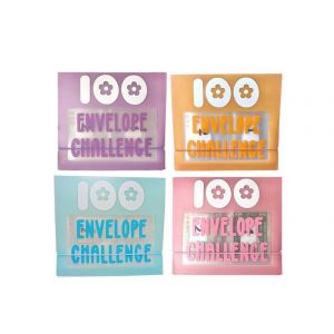 Classeur &agrave; 4 enveloppes de 100 feuilles, organiseur &eacute;conomique avec 100 emplacements, PVC durable, design portable - Neuf