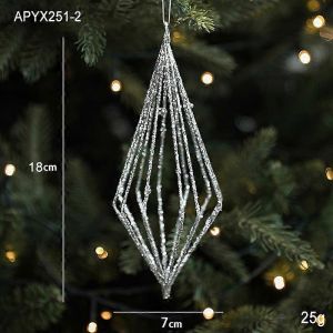 Fer argent nouvelle s&eacute;rie de poudre d'explosion d'&eacute;toile de No&euml;l, boule de No&euml;l, ornements d'arbre de No&euml;l d&eacute;corations pendentif argent diamant de la balle - Neuf