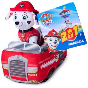 PAW Patrol, V&eacute;hicule peluche Marcus 2 en 1, animal en peluche de 15,2 cm avec camion de pompiers en peluche de 20,3 cm, jouets pour gar&ccedil;ons et filles &agrave; partir de 3 ans - Neuf