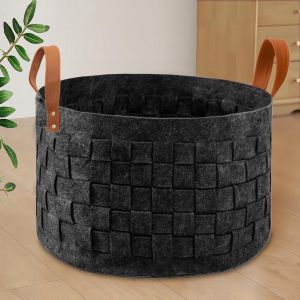 MEVRONISSHOP-Panier de rangement panier &agrave; linge panier en feutre durable, envoyer un sac de courses (noir, XXXL) - Neuf