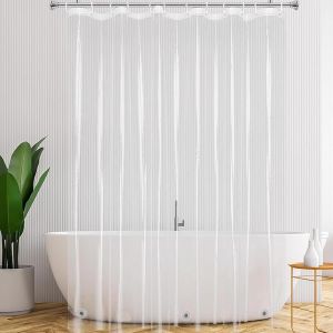 KALANKA-Rideau de Douche Transparent 180 x 200cm PEVA Imperm&eacute;able Anti-Moisissure avec 12 Anneaux pour Salle de Bain, Baignoire, Douche &agrave; Domicile - Neuf
