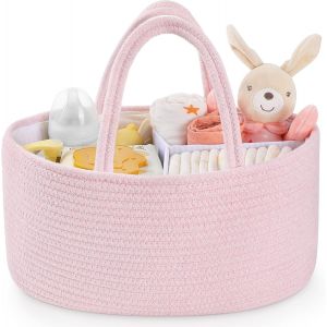 Kalanka-Organiseur De Table À Langer, Panier De Rangement Pour Table À Langer, Avec Compartiments Et Poignées, Cadeaux Pour Nouveau-Nés, Rose Clair - Neuf