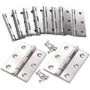 10 Pi&egrave;ces Charni&egrave;res en Acier Inoxydable Charni&egrave;re de Porte en lnox avec Vis pour Porte Placard/Petites Portes/Tiroirs/Fen&ecirc;tres/Pianos/Armoires de Quincaillerie de Meubles de Maison(63 x 44 x 1mm) - Neuf