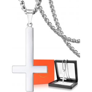 Kal-Collier Croix Pour Hommes Gar&ccedil;ons Femmescollier Pendentif Croix Punk En Acier Inoxydable, Collier Pendentif Croix En Argent, Cadeau - Neuf