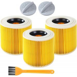 NouvelHorizonstore-Lot de 3 filtres pour aspirateur K&auml;rcher, filtre &agrave; cartouche compatible K&auml;rcher Wd3, avec pinceau, pour WD3, WD2, WD1, MV3, MV2, A, K, KNT, SE, VC remplace 6.414-552.0, 6.414-772 - Neuf