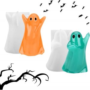 2 Pi&egrave;ces Moule &Agrave; Bougies,Halloween Ghost Moule Silicone Bougie,Diy Moules En Silicone &Eacute;poxy,Resin Moule De Coul&eacute;e &Eacute;poxy,Fabrication De Bougies Moules Pour Fabrication De Savon,Aromath&eacute;rapie (A) - Neuf