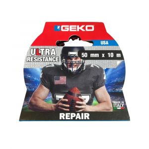 Adh&eacute;sif Am&eacute;ricain Toil&eacute; GEKO 50mm x 10M Gris Argent &ndash; Ruban Tissu R&eacute;sistant &agrave; l&rsquo;Eau pour Applications Multiples - Neuf