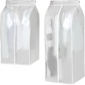 2 pièces Sac à poussière pour vêtements, Housse penderie, Grande housse de protection anti-poussière et anti-mites pour veste, manteau, costume (Transparent-60 * 50 * 90cm + 60 * 50 * 120cm) - Neuf