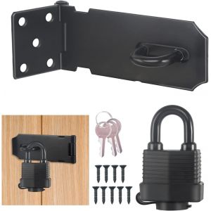 ChenQuanSarl-Serrure À Pêne Dormant En Acier Inoxydable Avec Cadenas Et Vis, Dispositif De Sécurité Pour Porte De Jardin, Verrou De Porte Non Déformable Pour Porte En Bois, Abri De Jardin - Neuf