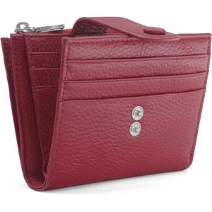 TIANYI-Portefeuille Femme Petit Format Cuir V&eacute;ritable Porte Carte de Credit RFID Blocage Porte Monnaie Femmes,Porte Feuilles pour Femme avec 13 emplacements et Petit Zipp&eacute; Portefeuille (Vin Rouge) - Neuf