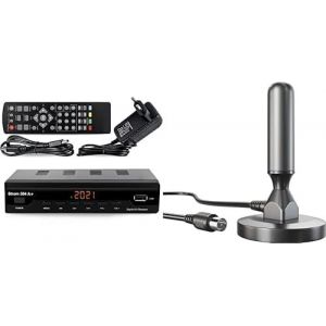 504 A+ Décodeur Tnt Full Hd -Dvb-T2 - Compatible Hevc264 - Noir & Kabeldirekt Antenne Tnt Hd Dvb-T2 Hd/Dvb-T Pour Une Réception Numérique Maximâle Avec Pied Magnétique Stable Et Câble De 3 M[Z3406] - Neuf