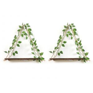 &Eacute;tag&egrave;re murale artificielle en lierre avec macram&eacute; et bande lumineuse LED - Neuf