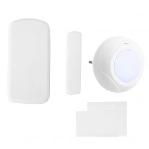 Systeme d'alarme de securite sans fil, 1 sirene sonore et lumineuse, 1 capteur magnetique pour porte et fenetre (JD11+MC06A) - Neuf