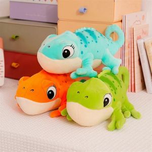 Peluche caméléon, 30 cm, animal en peluche doux, idéal pour Halloween-Bleu-vert-orange - Neuf