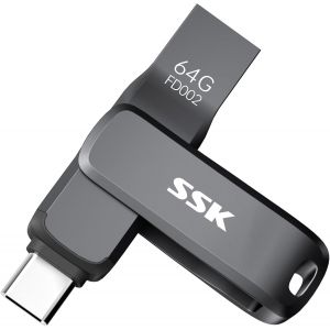 Clé USB 3.2 64 Go,Vitesse de Lecture jusqu'à 200 MB/S,clé USB Double avec USB Type C et USB A,Clef USB Robuste en métal Noir pour Smartphone,Tablettes,MacOS,iphone 15 Stockage,Voiture,TV - Neuf