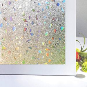 Film 3D pour fenêtre, effet couleur, occultant, statique, autocollant, décoratif, pour porte, maison, bureau, chambre à coucher, 44,5 x 200 cm - Neuf