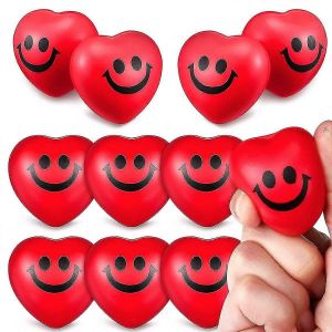 12pcs's Day Heart Stress Balls,Red Smile Face Squeeze Balls,Boules De Mousse En Forme De Coeur Pour Les Enfants Et Un - Neuf