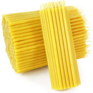 SANSH-- bougies fines en cire jaune - hauteur 12,5cm - bougies d'autel et rituelles - qualité église (100pcs - env. 280g) 36260 - Neuf