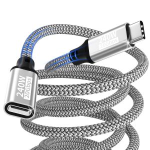 JGD-C&acirc;ble d'extension 1,5m,240W/20 Gbit/s/5K@60 Hz prolongateur USB-C 3.2,c&acirc;ble d'extension vid&eacute;o Type-C 4K@144 Hz compatible avec iPhone 17/16/15/MacBook Pro/iPad Pro/XPS/Galaxy S24/ordinateur porta - Neuf